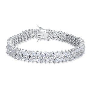 Silver 925 Rhodium Plated Elegant Marquise Tennis Bracelet